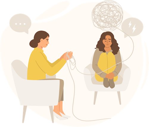 a person talking with a counselor